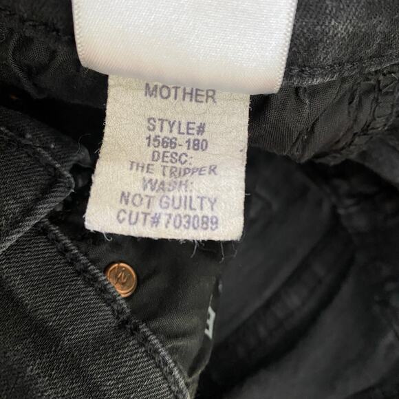 Mother The Tripper Jeans Size 24 Not Guilty Black High Rise Crop Flare - Picture 13 of 15
